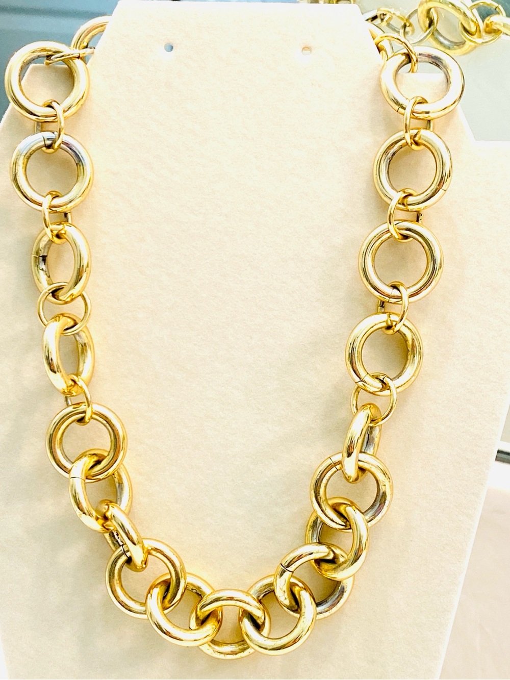 J. Crew Shiny Gold Link Circle Necklace